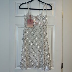 NWT Oceanus Arabella White Crystal Mini Dress